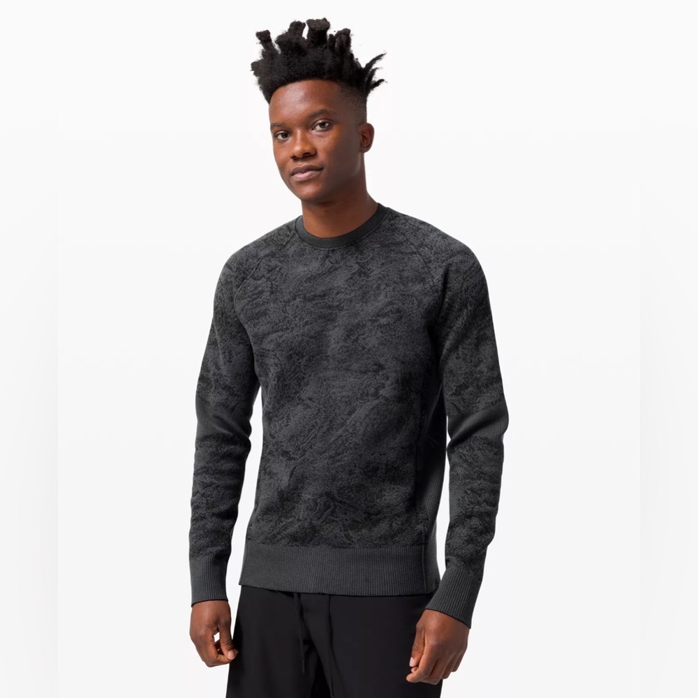 Men's Charcoal Patterned Crewneck Sweater